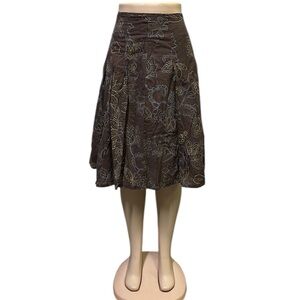 JKLA California Brown Cotton Floral Lined Zip Side Flowy Skirt Womens XL
